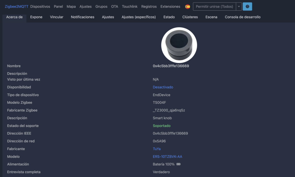 Moes Smart Knob Zigbee2MQTT